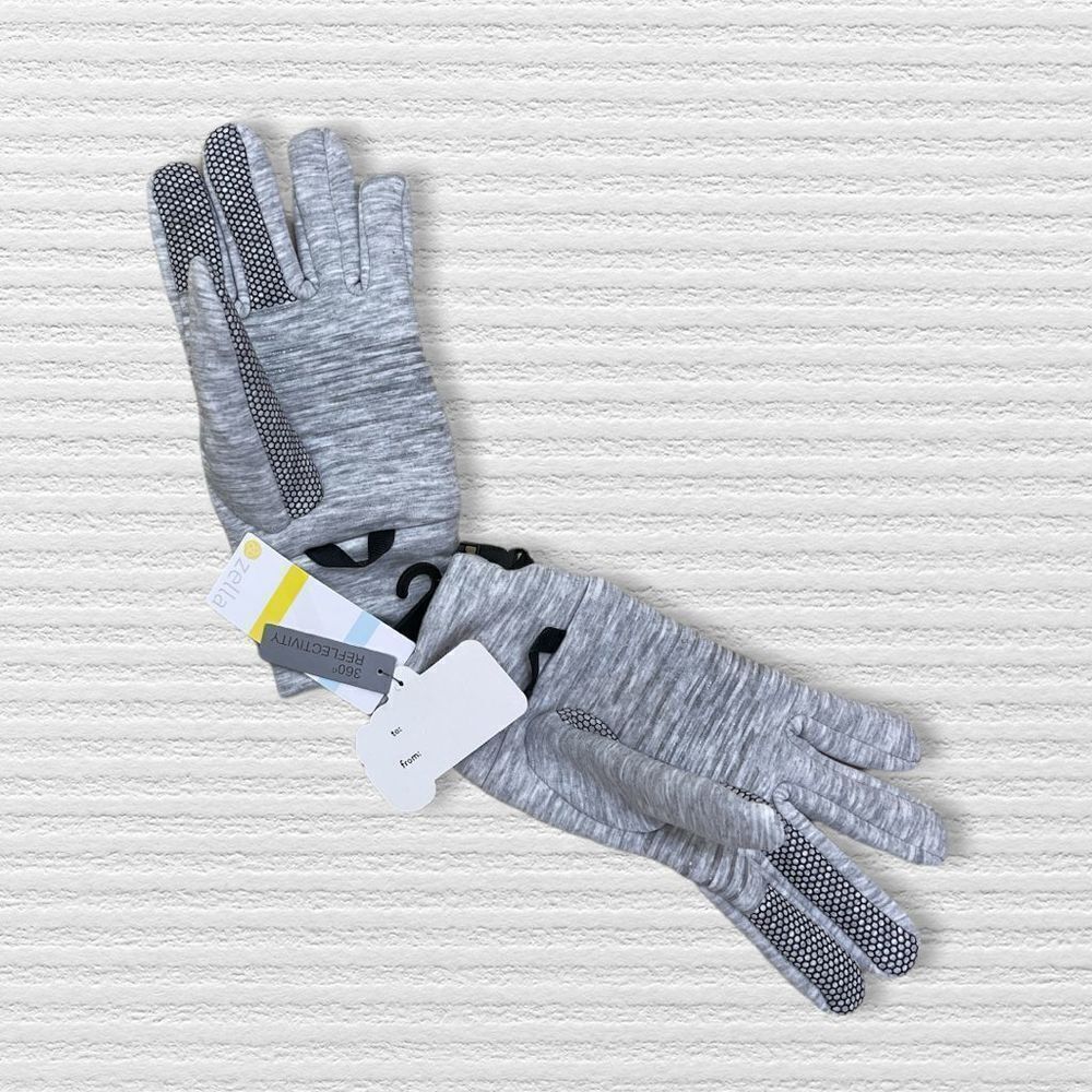 NWT Zella Heather Stretch Fleece Running Gloves -  360 °Reflectivity - Size S/M